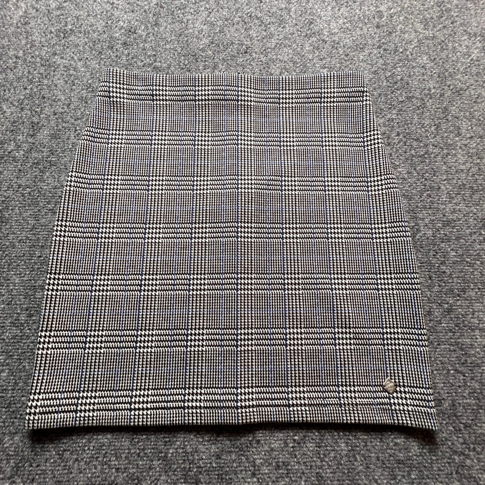 Superdry Glen Plaid Mini Skirt Black White Blue Check Zip Back G72900SR Size 6